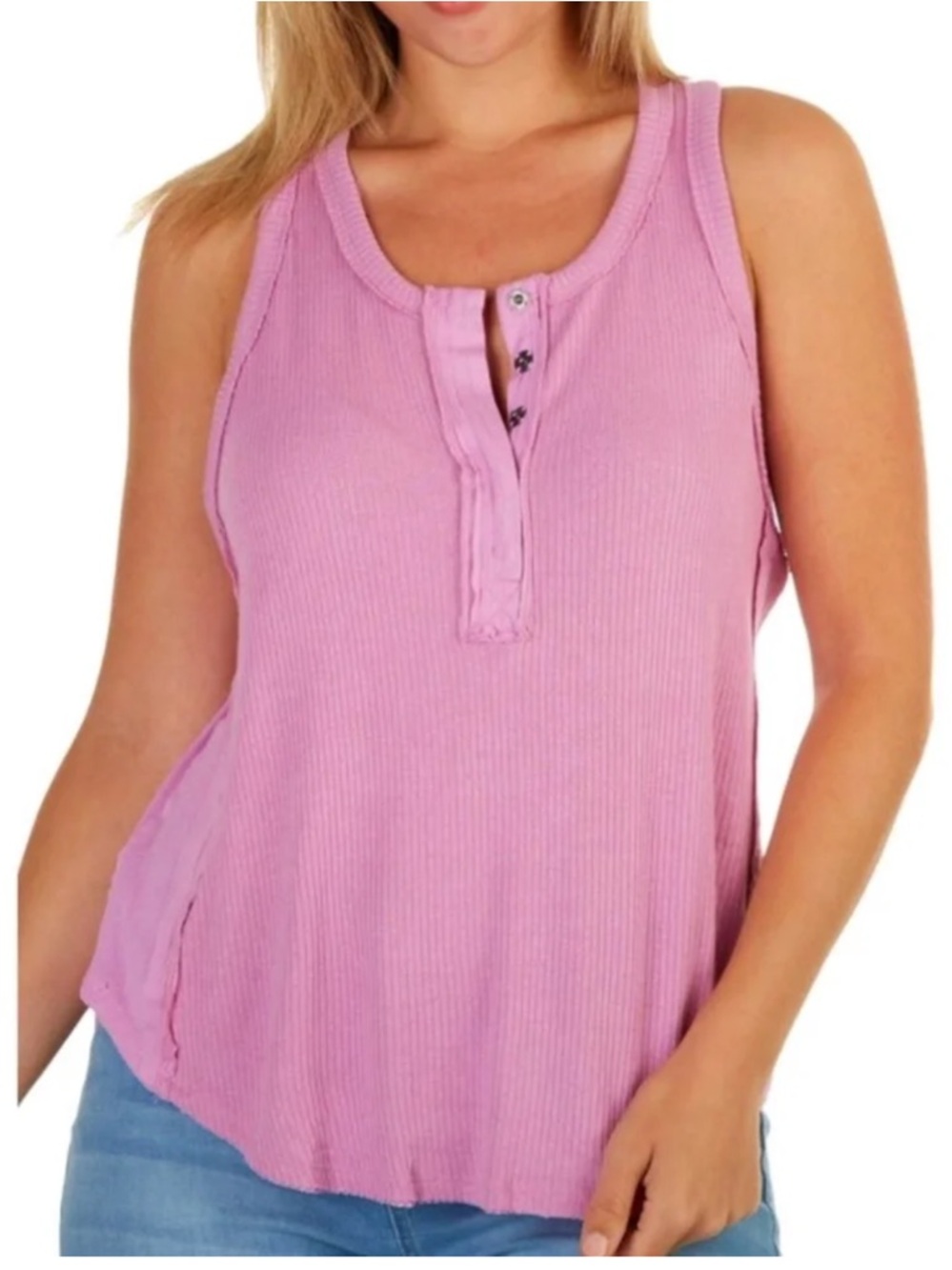 We the free euphoric Sleeveless Ribbed Henley Tank Top size small